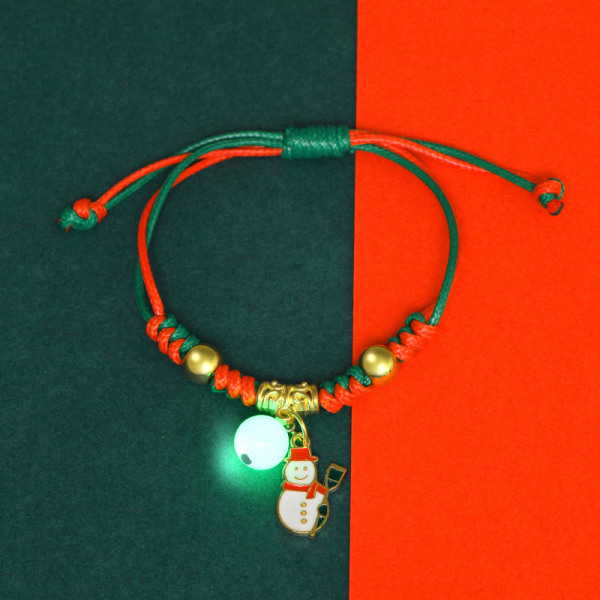 Handvävt jularmband självlysande pärlor flätat rep armband smycken D