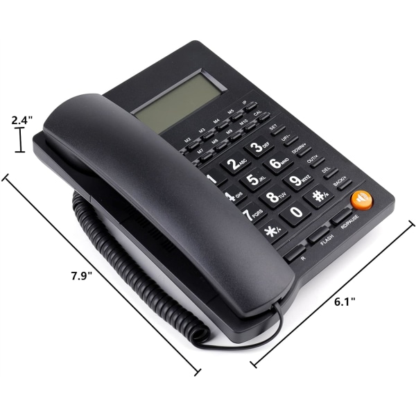 Skrivbordstelefon med sladd, fast hemtelefon med sladd för seniorer med högtalare