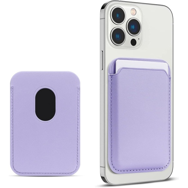 MagSafe läder PU mobiltelefon magnetkorthållare för Apple 14 13 iPhone 15 Pro purple