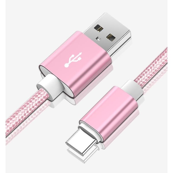 3m USB till Type-c Laddningslinje 2a Laddningskabel sladd för Samsung Xiaomi Huawei -rosa