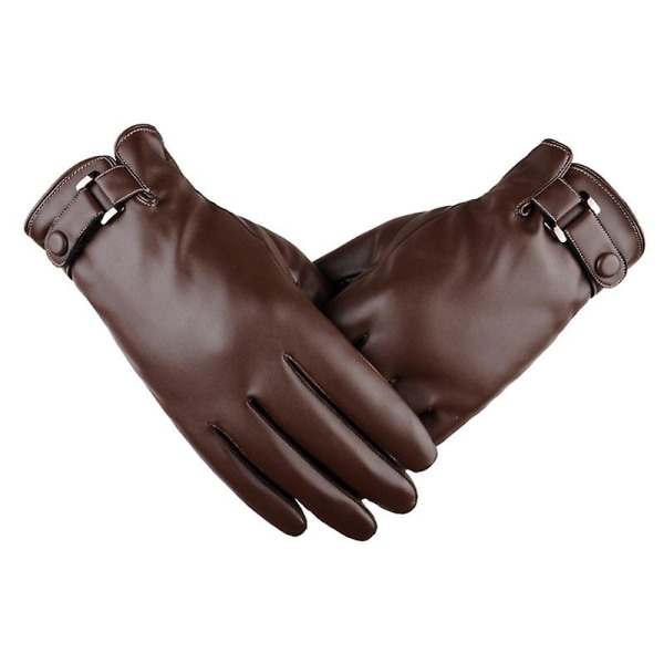 Lädervarma handskar Fullfingerhandskar Pekskärmsfleecefodrad handske