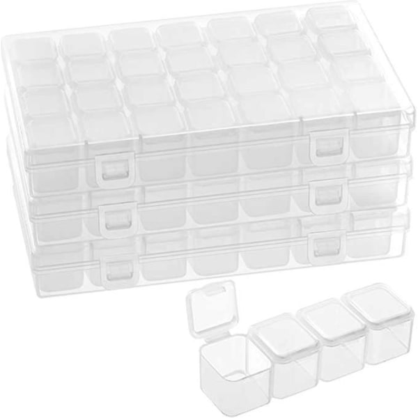 Pack Plast Småsaker Sorteringsboxar med 28 fack - Genomskinlig förvaringsbox med lock