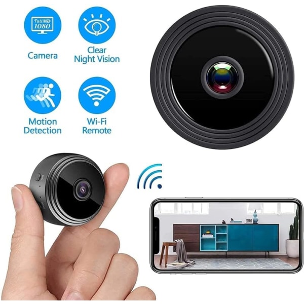 Trådlös Mini WiFi-kamera 1080P Full HD Bärbar Liten Kamera Säkerhetsövervakningskamera med Live Video