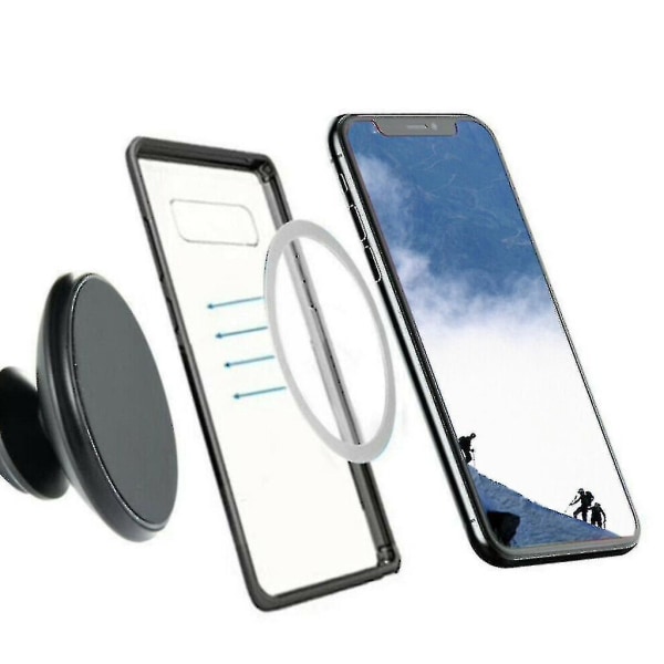 4st Universal Runda Metallringar För Magnetisk Qi Trådlös Laddare Luftventil Magnet Bilfäste Hållare För Iphone Smart Phones