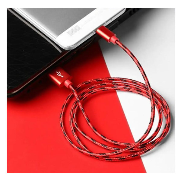 2m USB Typ C Laddkabel Laddare Datasladd För Samsung S22 S23 Zip 3 4 Röd