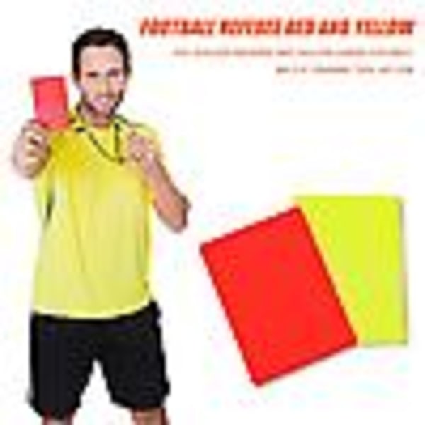 Fotbollsdomarflagga set, röda gula kort med anteckningsbok och penna, coach domare i rostfritt stål Whi