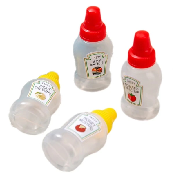 4 Mini såsflaska Mini Squeeze Bottle Set Flaskset En Salladsdressing Ketchup Dispensing Flaska