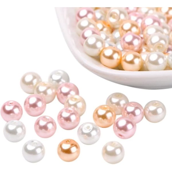 200st Pärlpärlor 6mm runda glaspärlor Rosa Mix Pärlpärlor för smyckestillverkning