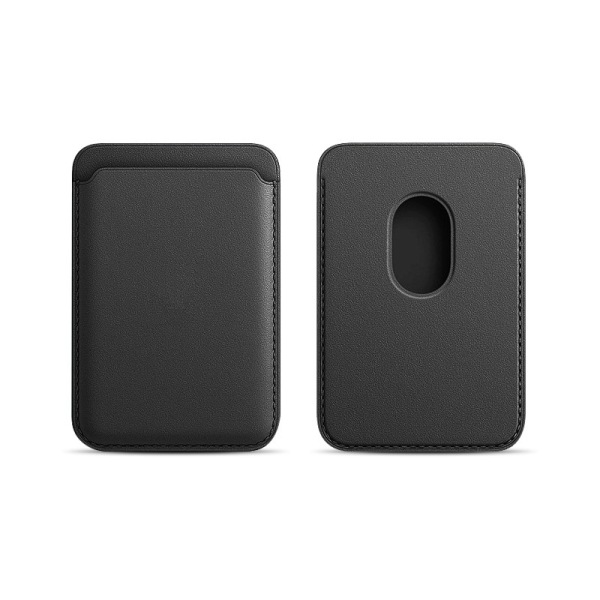 MagSafe läder PU mobiltelefon magnetkorthållare för Apple 14 13 iPhone 15 Pro black