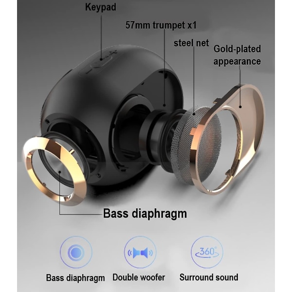 Kraftfulla Bluetooth -högtalare trådlösa högtalarefm-radio - bluetooth 5.0 Aux/ USB Porttf-kort Fyra spellägen - Bluetooth och handsfree-telefon