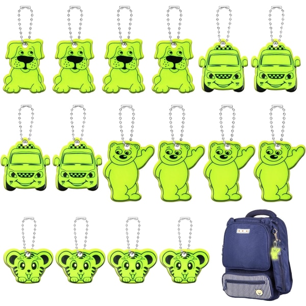 16PCS säkerhetsreflexhänge, reflekterande nyckelhänge för barn, för kläder, ryggsäckar, cykling, promenader