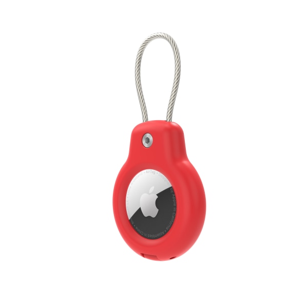 Kompatibel med Apple AirTag säkerhetshållare, 2-pack Air Tag Lock Case Nyckelring red