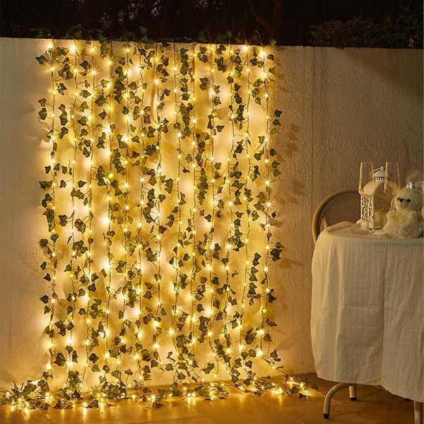 2 Meter 20 Ljus Led Solar String Lights Blad Murgröna Leaf Garland Hem Juldekoration