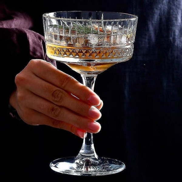 260 ml Martini Glas Graverade Ränder Champagne Cocktail Glas Cup Hem Bar Dryckesartiklar|gravyr