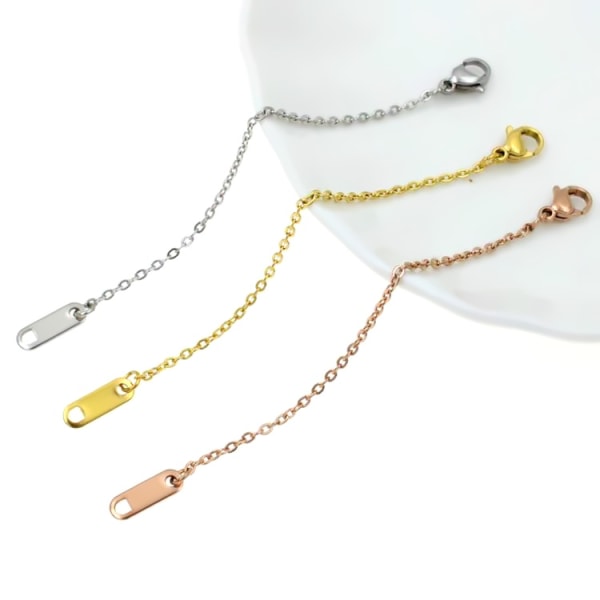 3 st Halsbandsförlängare Guld 925 Sterling Silver Halsband Armbandsförlängare för smyckestillverkning