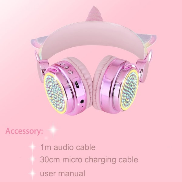 Hörlurar barn, unicorn kabel hörlurar för tjejer med mikrofon
