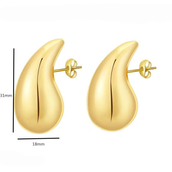 Tjocka guldbågeörhängen för kvinnor, lättviktsvattendroppar Tårdroppar Hollow Open Hoop-örhängen (silver)