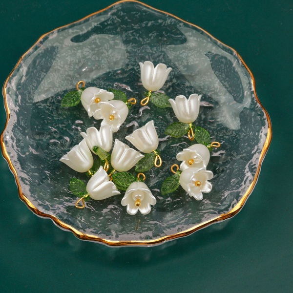 10 st/lot Pearl Flower Charms hängsmycke för DIY Jewelry Ac