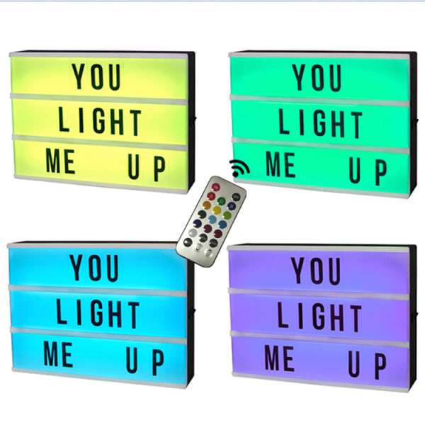 Färgskiftande ljuslåda skylt - med bokstäver, siffror och symboler - rent vitt LED-ljus