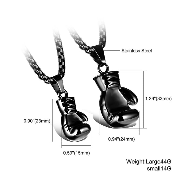 Personlig boxningshandske hängande halsband i rostfritt stål för män black