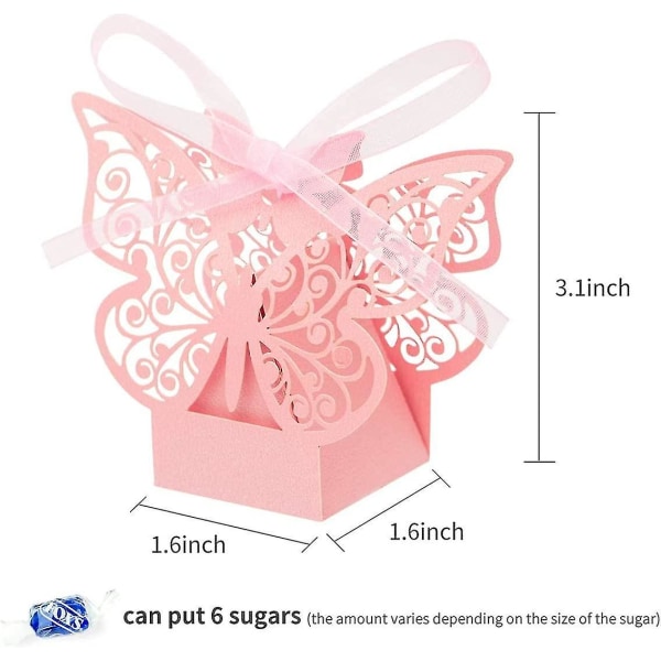 30 set rosa fjärilsgodisask för bröllopsdop Gästfavorit presentförpackning
