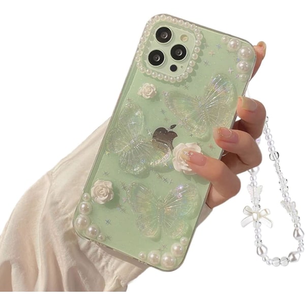Iphone 11 Pro Max 3d Butterfly Blommig Klar Med Design Estetisk Kvinnor  Tonåring Pretty Crystal Glittrande Glittrande Söt Girly Telefonfodral  Skyddande 5515 | Fyndiq