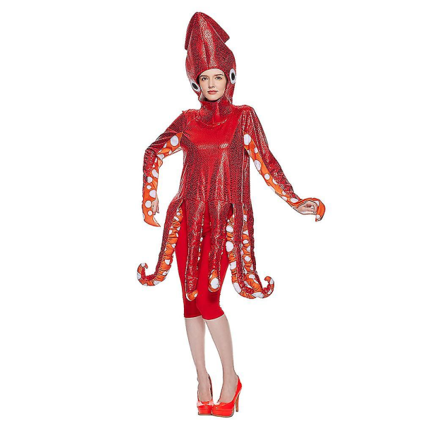 Rolig familj bläckfisk dräkt röd bläckfisk svamp jumpsuits för förälder och barn Halloween djurkostymer karneval finklänning