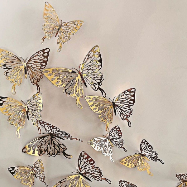 24st 3d Butterfly Väggdekaler 3 storlekar Butterfly Väggdekor Rumsväggdekoration För Sovrumsfest Bröllopsdekorationer