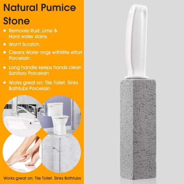 2-pack toalettrengöringsmedel för hårt vattenuppbyggnadsborttagningsmedel med ergonomiskt handtag, fläckborttagningsmedel för toalettskål