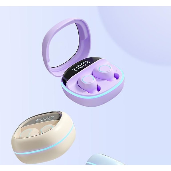 Trådlöst Bluetooth Headset Trådlöst In-ear Bluetooth 5.3 Transparent Smart Digital Display Headset Brusreducering Lång livslängd - Lila