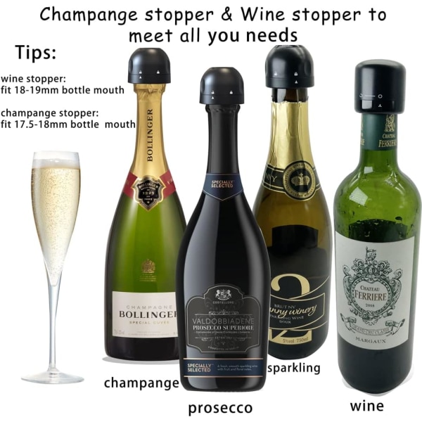 Set med 4 proppar för champagneflaskor Roterande vinflaska i silikon