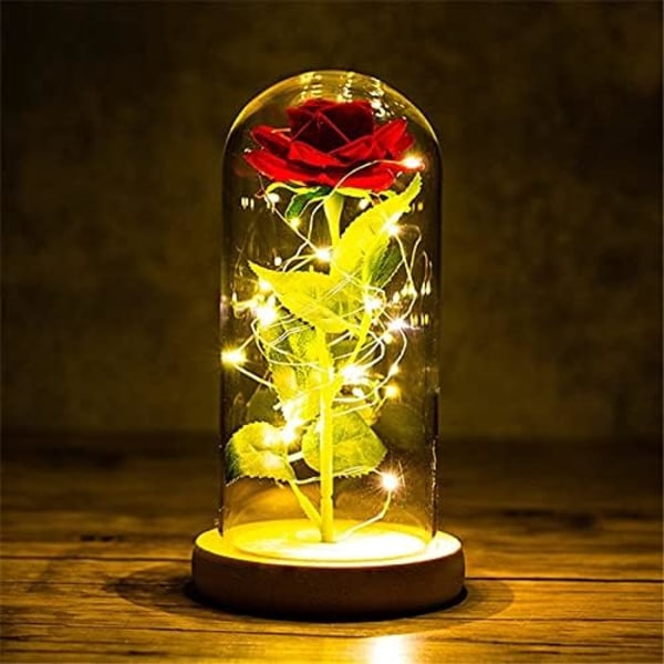 Glas Galaxy Rose med LED-ljus Mors dag färgglada ros present