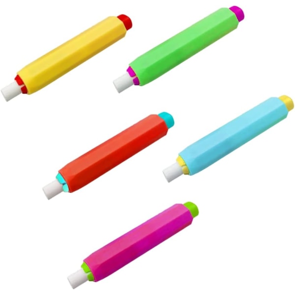 Krithållare, 5-pack plastkrithållare, justerbar kritahållare (slumpmässiga färger)