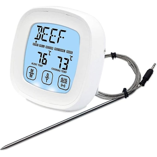 2 i 1 köksredskap, digital kötttermometer/magnetisk timer för ugn BBQ Grill Kök Mat Rökare Matlagning med rostfri stålsond (termometer&t