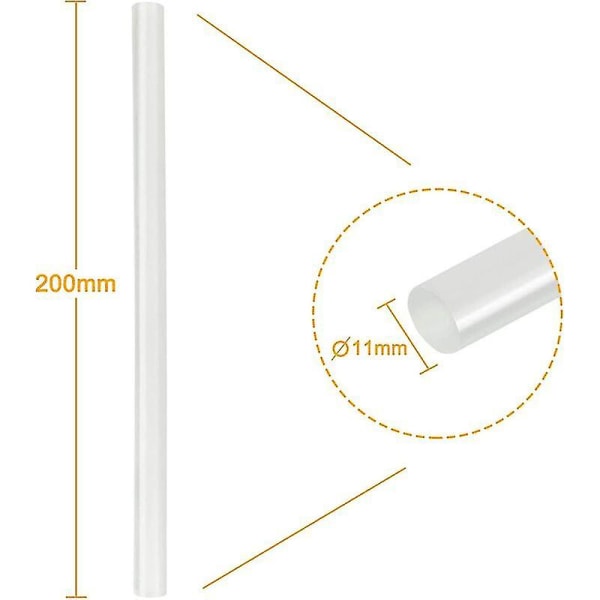 100 st varmlimstift 11 mm X 200 mm transparenta limpistolstift (2 kg)