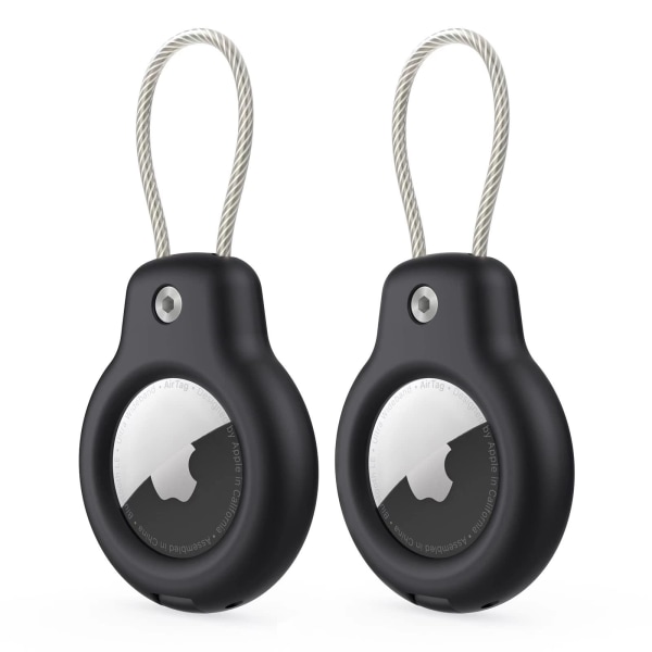 Kompatibel med Apple AirTag säkerhetshållare, 2-pack Air Tag Lock Case Nyckelring black
