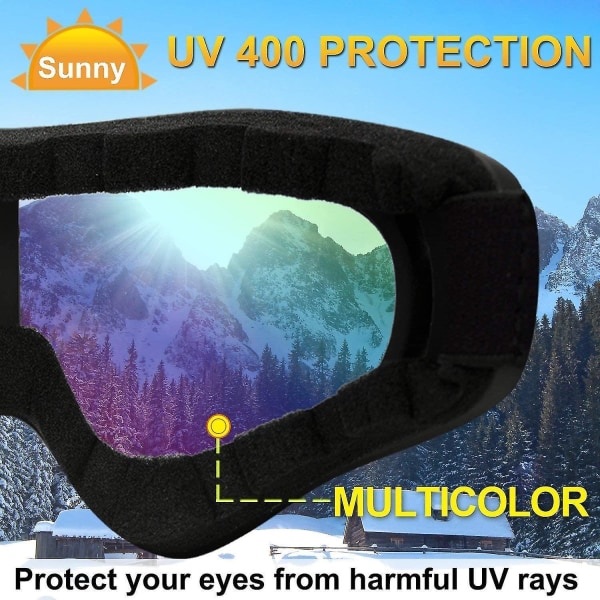 2st skidglasögon för barn, UV-skydd och anti-dimmglas för barn och ungdomar, sfärisk lins snowboard grey