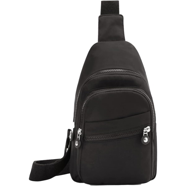 Liten Sling-ryggsäck/väska för kvinnor, Bröstväska Daypack Crossbody-ryggsäck för resor Sport Löpning Vandring (svart)