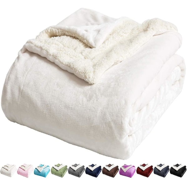 Fleece Sängfilt Twin Size Super Mjuk Fuzzy Plysch Varm Mysig Fluffig Mikrofibersoffa Throw Velvet Dubbel Vändbara Lyxiga filtar, vita (4055 tum