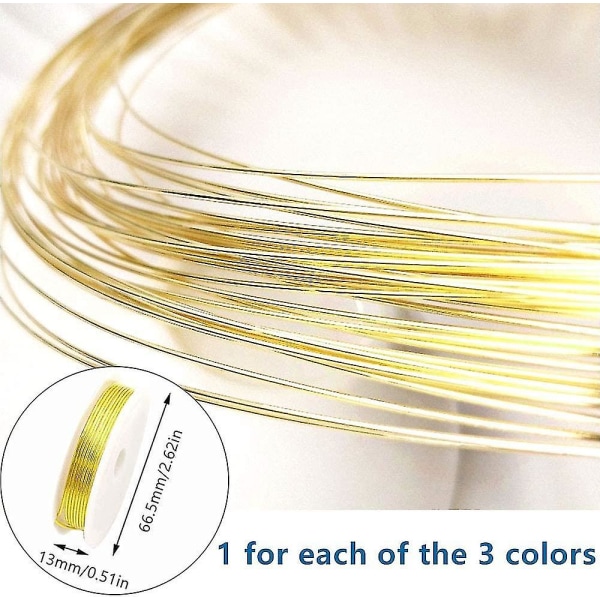 3 stycken 1 mm smycken pärltråd Flerfärgad kopparhantverkstråd för hantverk Pärltillverkning av smycken (silver, guld och roséguld)