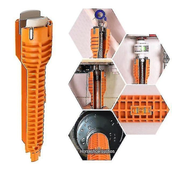 Multifunktionella installationsnycklar, halkfria handtag, rör för kranar och handfat - orange