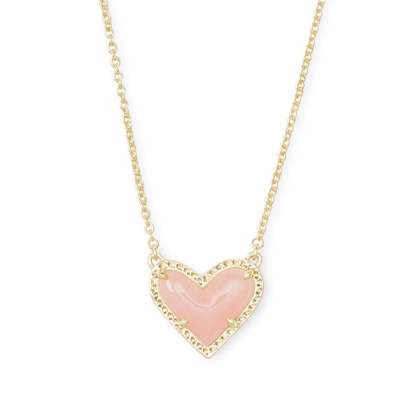 Kvinnors hjärtform justerbar längd hängande halsband, justerbar natursten nyckelbenskedja, modesmycken (rosa)