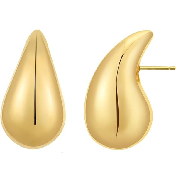 Tjocka guldbågeörhängen för kvinnor, lättviktsvattendroppar Tårdroppar Hollow Open Hoop-örhängen (silver)