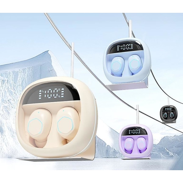 Trådlöst Bluetooth Headset Trådlöst In-ear Bluetooth 5.3 Transparent Smart Digital Display Headset Brusreducering Lång livslängd - Lila