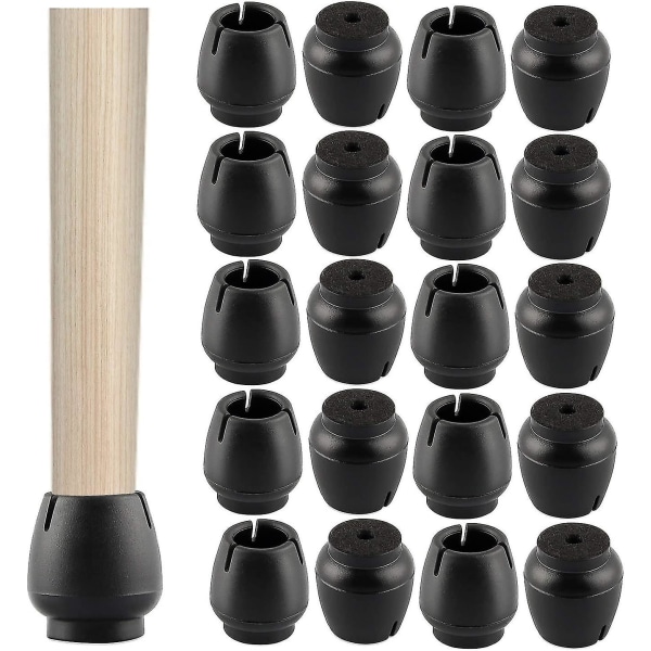 40 stycken runda silikonstolar med benskydd, svarta gummikåpor för stolar, benskydd i silikon, fotskydd, repskydd, för trägolv och bord