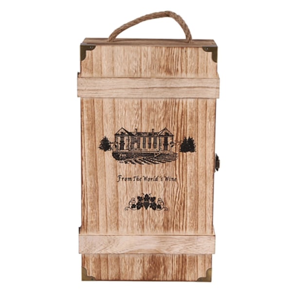 Vintage Wood 2 rött vin flaska box case förvaring bär display present
