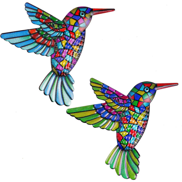 Hummingbird Väggdekor, 2 delar Hummingbird Metall Väggdekor, 3D Hummingbird, Väggskulptur Fågel