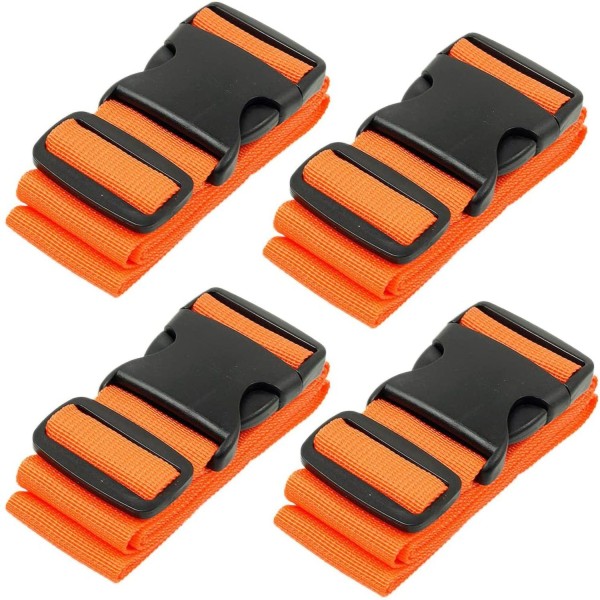 4PCS resväska vagn med fast elastisk bagageband orange