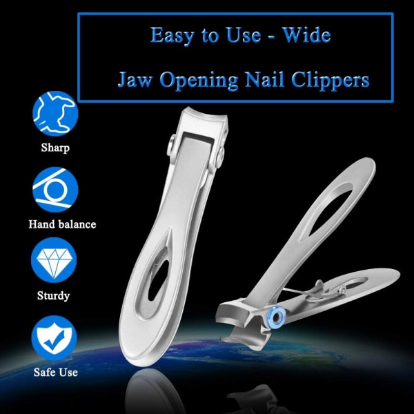 Nagelklippare för tjocka naglar - Extra stora nagelklippare med bred käköppning