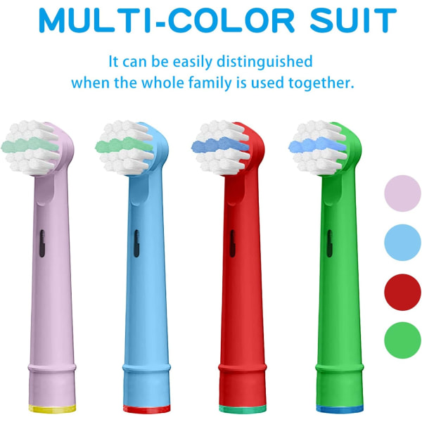 Byte av tandborsthuvud för barn, byte av elektrisk tandborste, rena mjuka borst, 4-pack